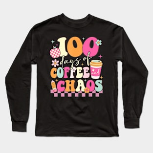 100 Days Of School Coffee Lover 100Th Day Of School Teacher Long Sleeve T-Shirt